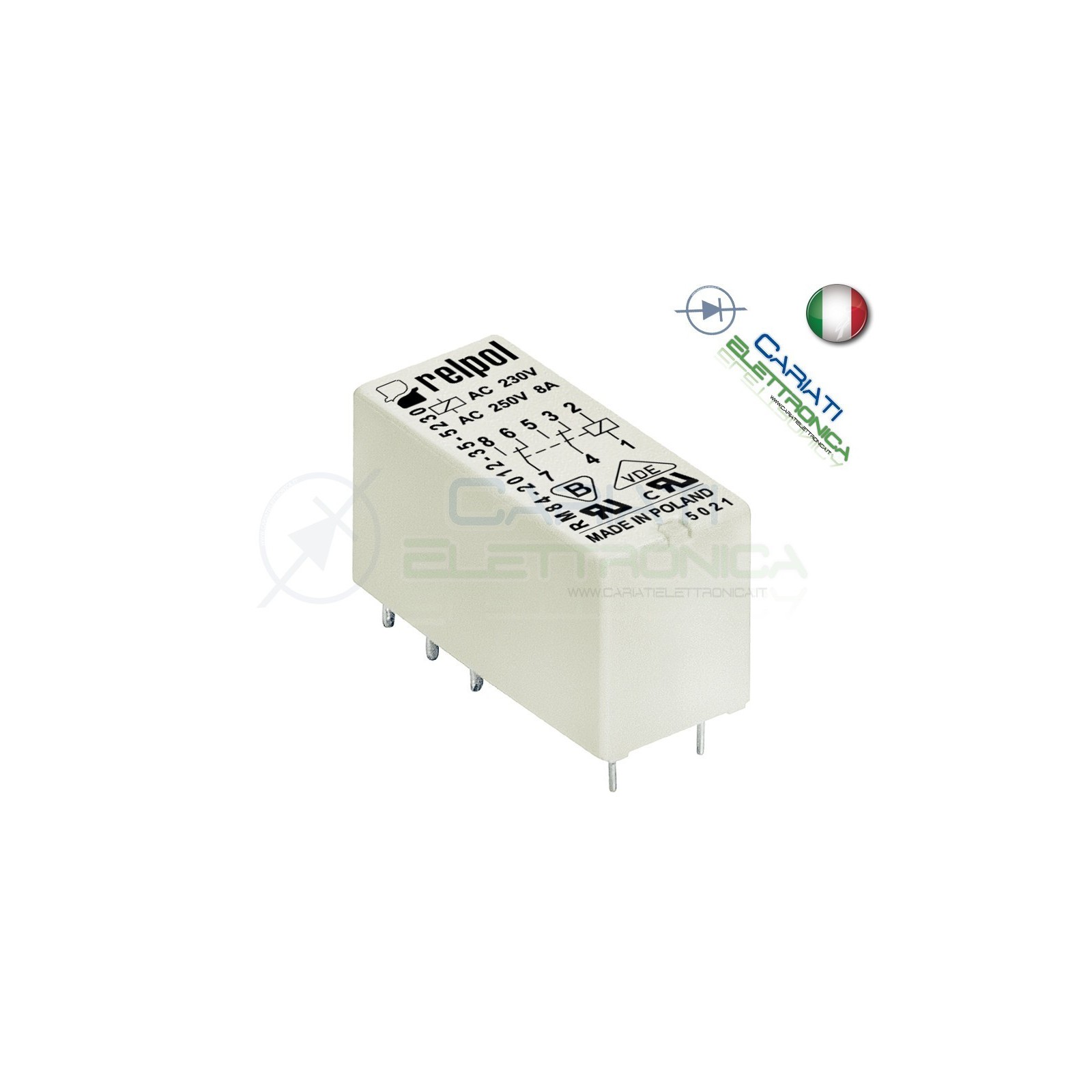 Relè RELPOL RM84-2012-35-1003 con bobina 3Vdc 3V DC 8A 250Vac 8A 24Vdc DPDT