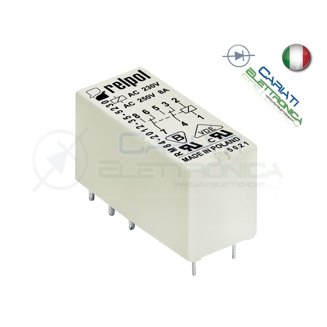 Relè RELPOL RM84-2012-35-1003 con bobina 3Vdc 3V DC 8A 250Vac 8A 24Vdc DPDT