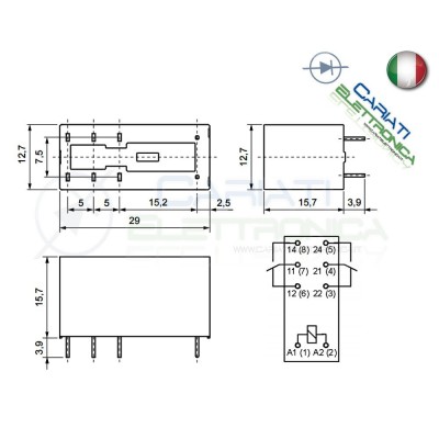 Relè RELPOL RM84-2012-35-1003 con bobina 3Vdc 3V DC 8A 250Vac 8A 24Vdc DPDT