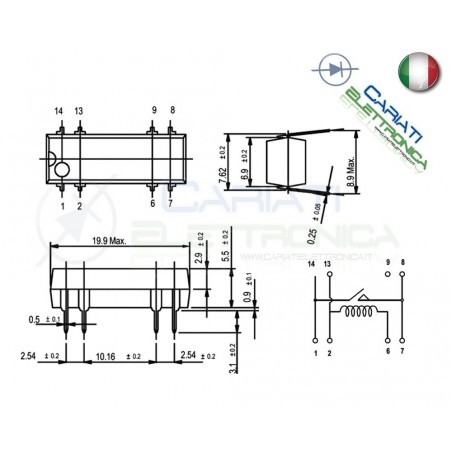 Relè DIP da pcb R2-1A05 con bobina da 5Vdc 1A 250Vdc SPST