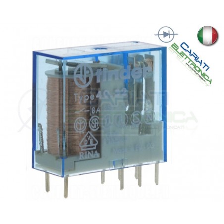 Relè FINDER 40.52.9.012.0000 con bobina da 12Vdc 8A 30Vdc 8A 250Vac DPDT