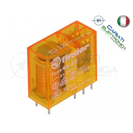 Relè FINDER 40.52.8.230.0000 con bobina da 230Vac 8A 30Vdc 8A 250Vac DPDTFinder