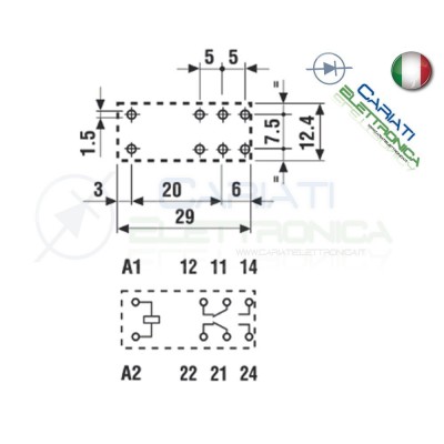 Relè FINDER 40.52.8.230.0000 con bobina da 230Vac 8A 30Vdc 8A 250Vac DPDTFinder