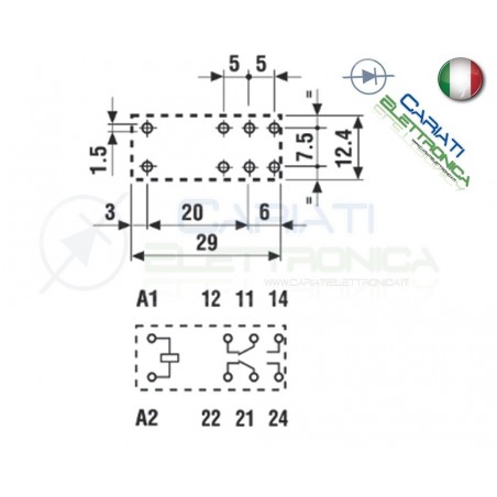 Relè FINDER 40.52.8.230.0000 con bobina da 230Vac 8A 30Vdc 8A 250Vac DPDTFinder