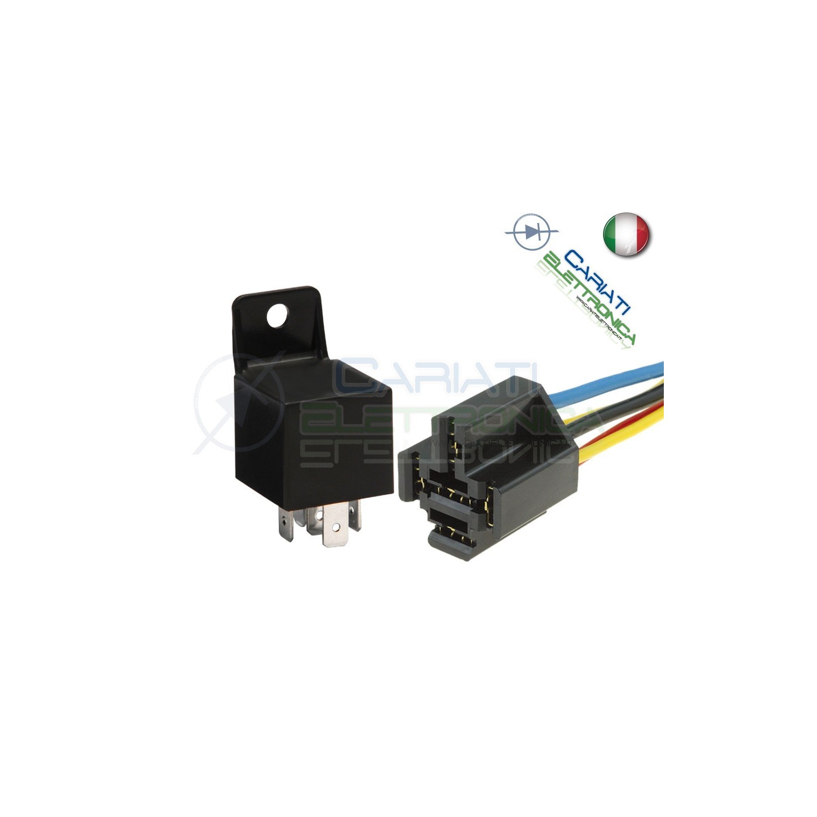 KIT Relè Relay Auto Camper Universale 5 Contatti 12v 30A 40A con connettore Generico