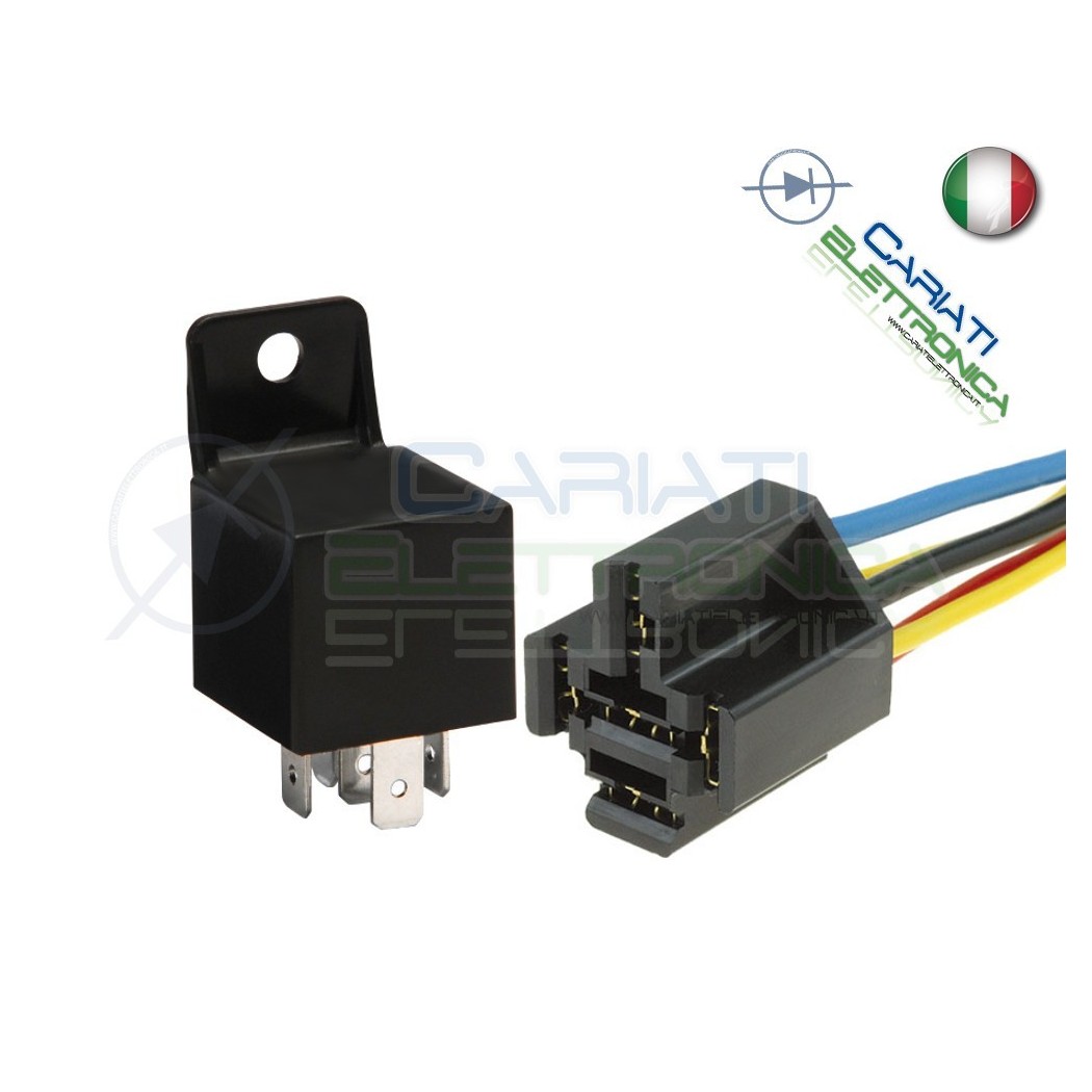 KIT Relè Relay Auto Camper Universale 5 Contatti 12v 30A 40A con connettore Generico