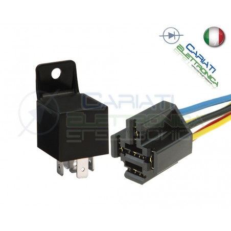 KIT Relè Relay Auto Camper Universale 5 Contatti 12v 30A 40A con connettore Generico