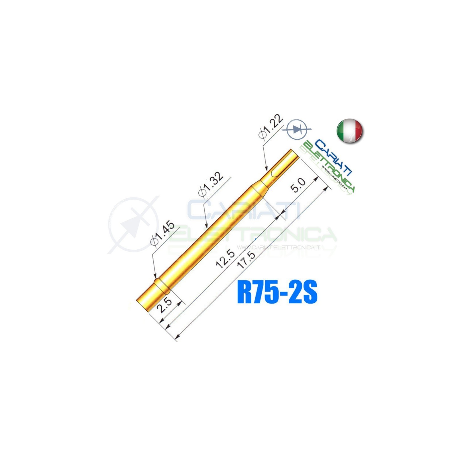5 PEZZI ADATTATORE ZOCCOLO R75-2S per sonde a molla Probe Pin P75Generico