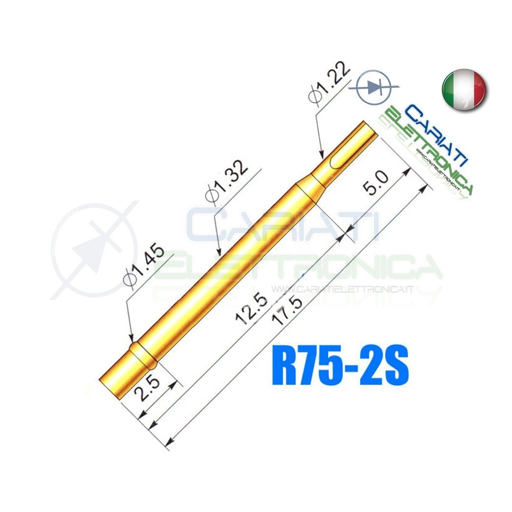 5 PEZZI ADATTATORE ZOCCOLO R75-2S per sonde a molla Probe Pin P75Generico