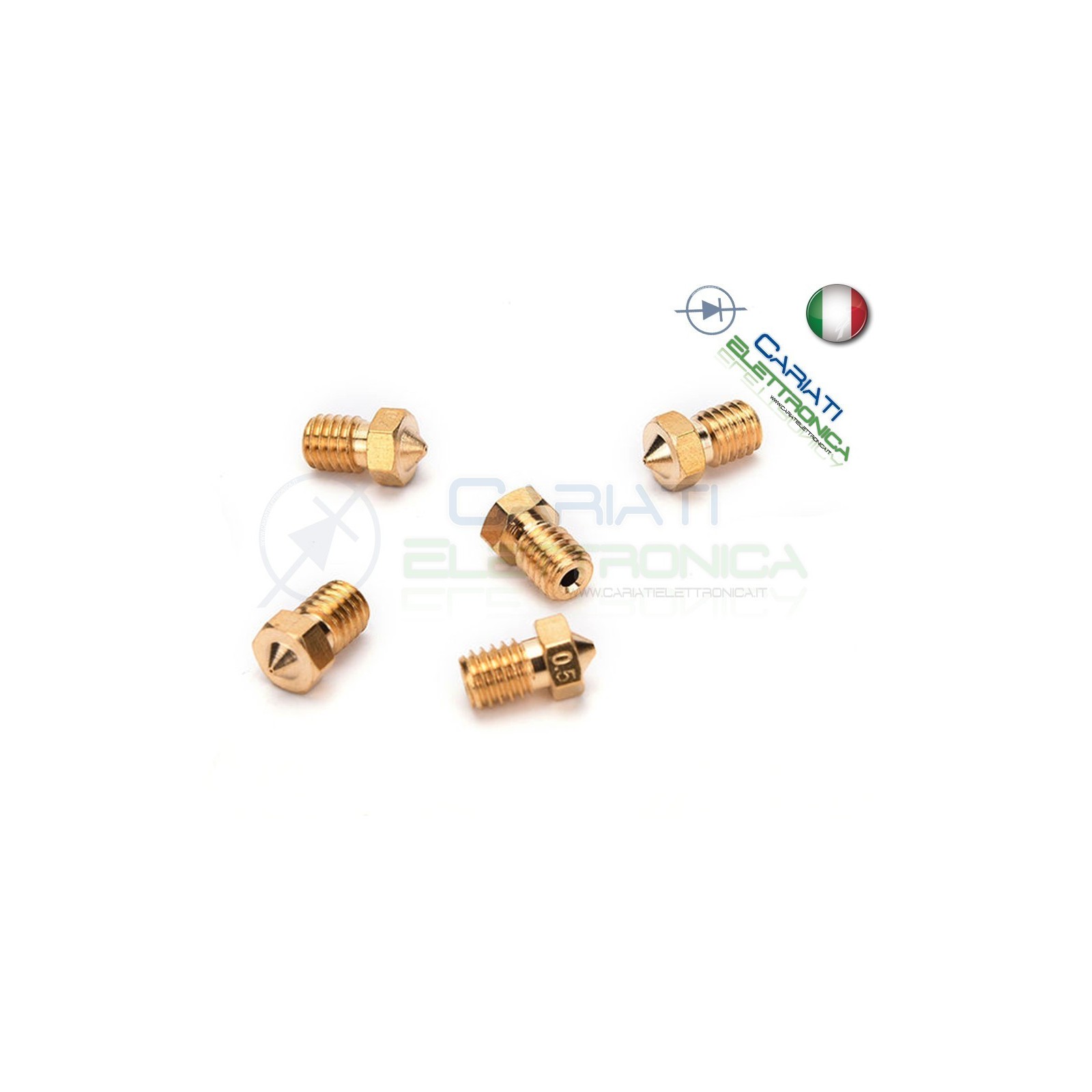 Kit 5 pezzi Ugello Nozzle per Estrusore in ottone 1.75mm E3DV6 Stampante 3D Generico