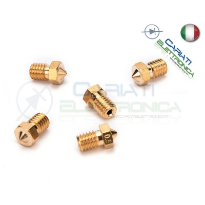 Kit 5 pezzi Ugello Nozzle per Estrusore in ottone 1.75mm E3DV6 Stampante 3D Generico