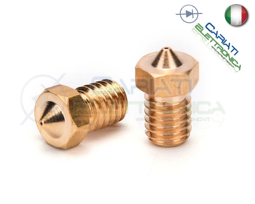 Ugelli Per Estrusore V5 V6 In Ottone M6 - 0,1mm A 1,2mm Per Filamento 1,75mm/3mm - Stampanti 3D