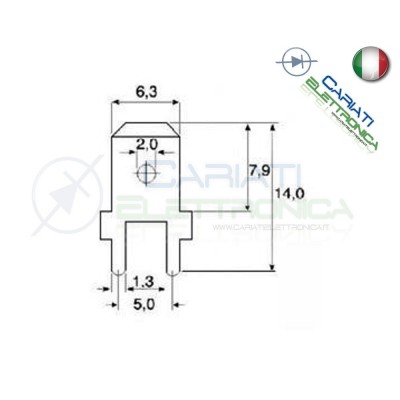 10 Pz Faston Maschio per PCB 6,35x0,8mm