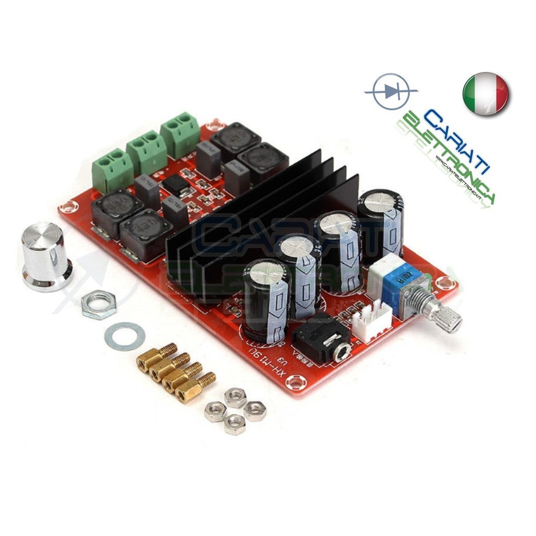 Amplificatore audio TPA3116 12V 24V potenza massima 100W