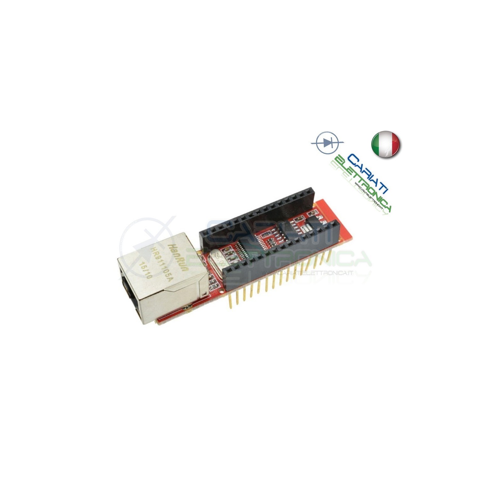 SCHEDA MODULO ENC28J60 Ethernet HR911105A RJ45 Lan Webserver per Arduino Nano