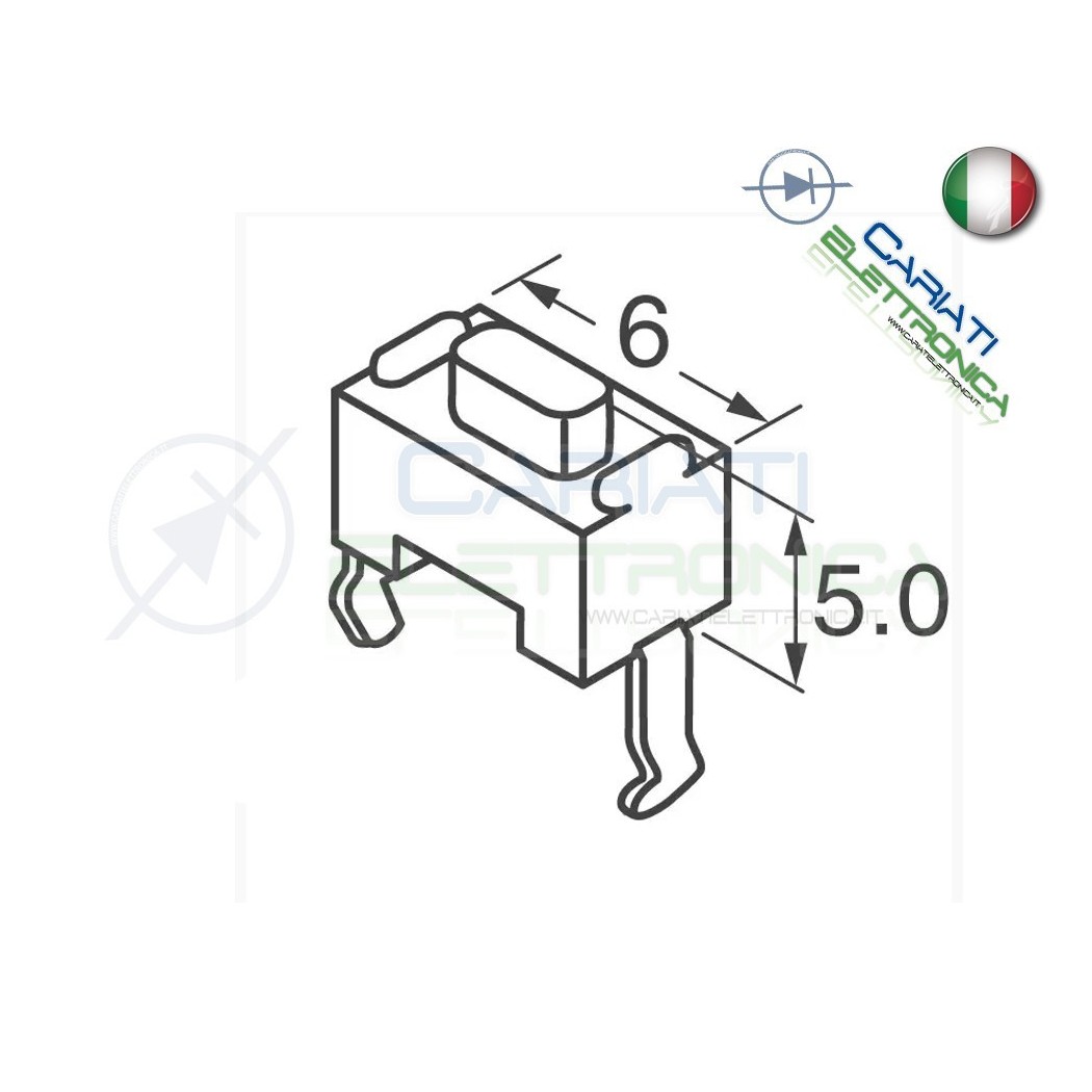 Pulsante micro con alberino h.7mm 50ma 12v tact switch radiocomandi
