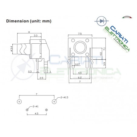 50 MINI MICRO PULSANTE 6X6X4.3 mm PCB Tactile Switch