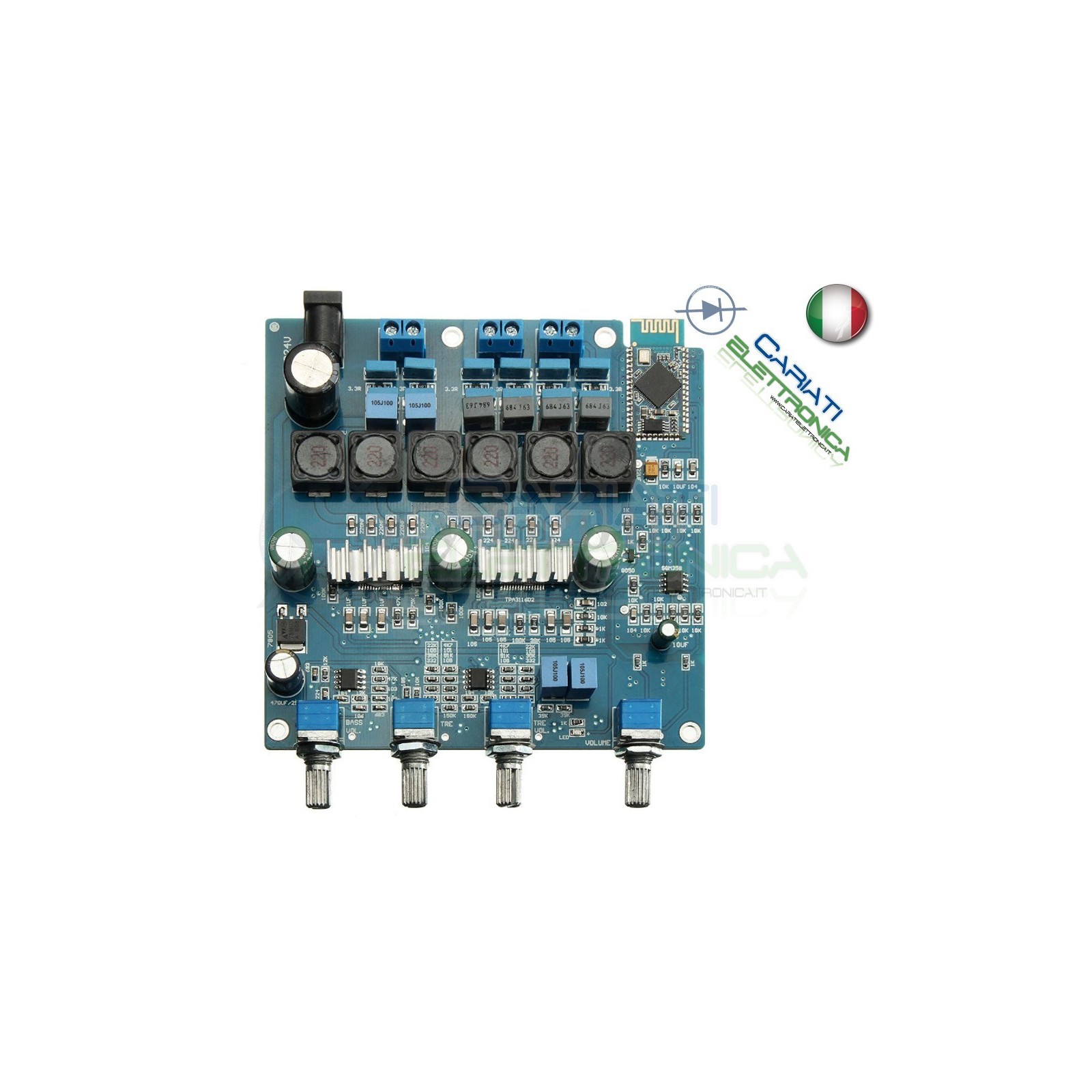 Amplificatore Audio Bluetooth TPA3116 Class D potenza 100W+2*50W 18-24Vdc