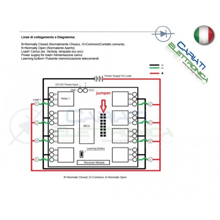 Scheda Ricevente Ricevitore 12V 433 Mhz 8 Relè Canali con Telecomando