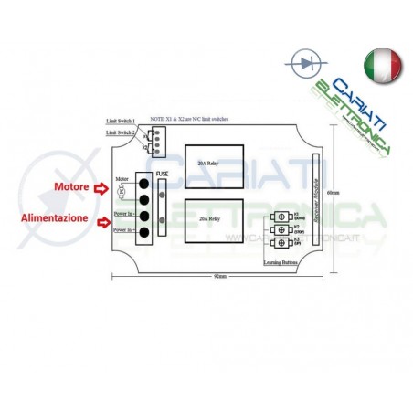 Scheda relè controllo motore UP/STOP/DOWN a distanza con telecomando 12V 433mhz