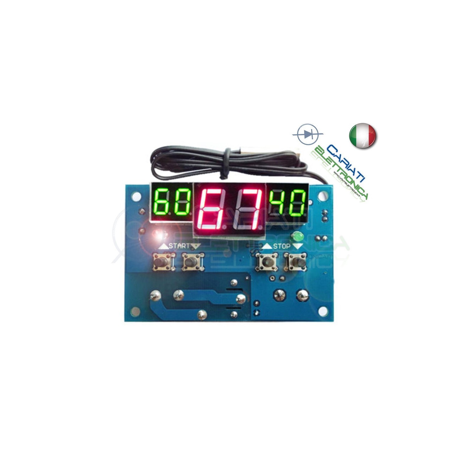 Termostato da -9°C a +99°C con sonda Temperatura NTC e relè