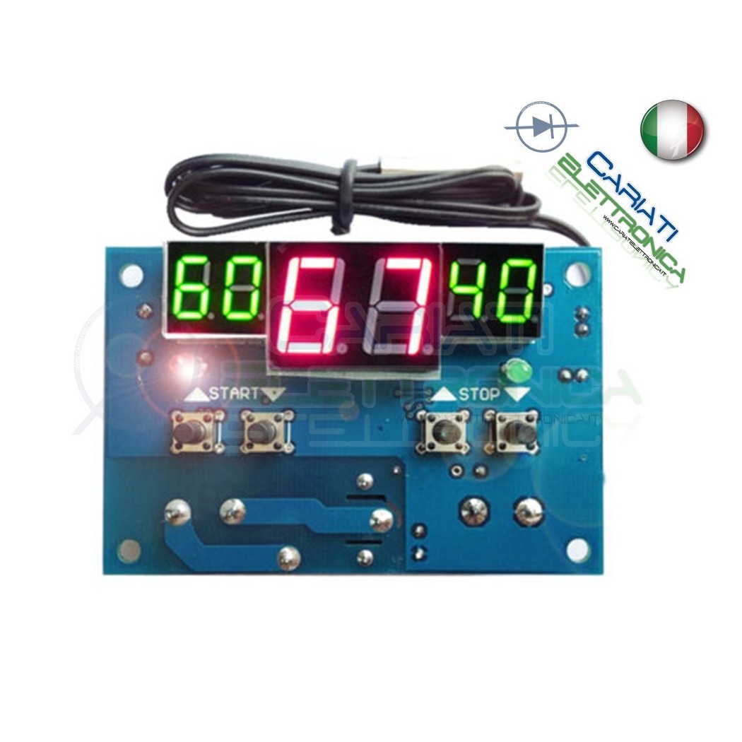 Termostato da -9°C a +99°C con sonda Temperatura NTC e relè