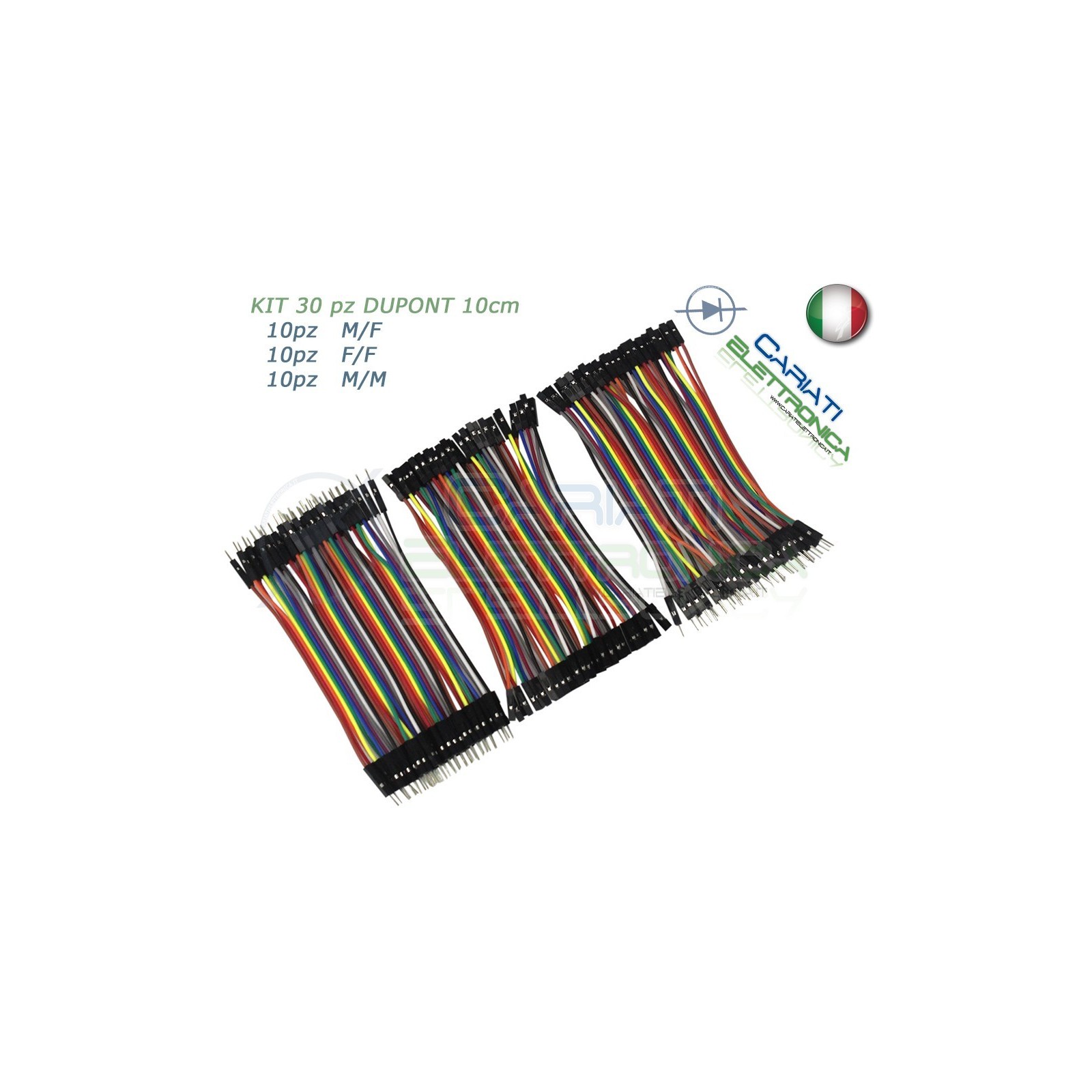 kit 30 ponticelli 10 cm DUPONT jumper breadboard arduino M/M + M/F + F/F