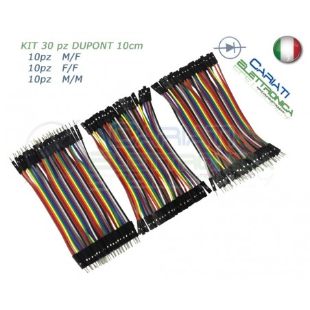 kit 30 ponticelli 10 cm DUPONT jumper breadboard arduino M/M + M/F + F/F