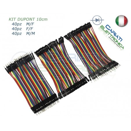 kit 120 ponticelli 10cm DUPONT jumper breadboard arduino M/M + M/F + F/F