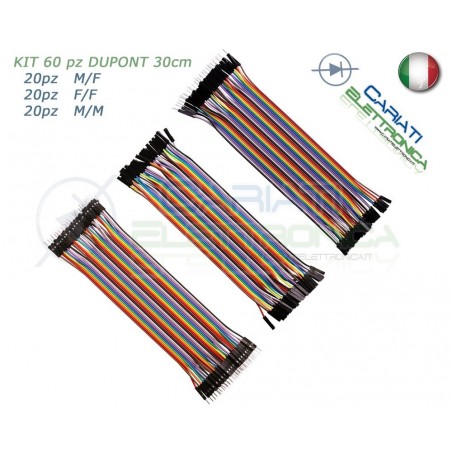 kit 60 ponticelli 30 cm DUPONT jumper breadboard arduino M/M + M/F + F/F