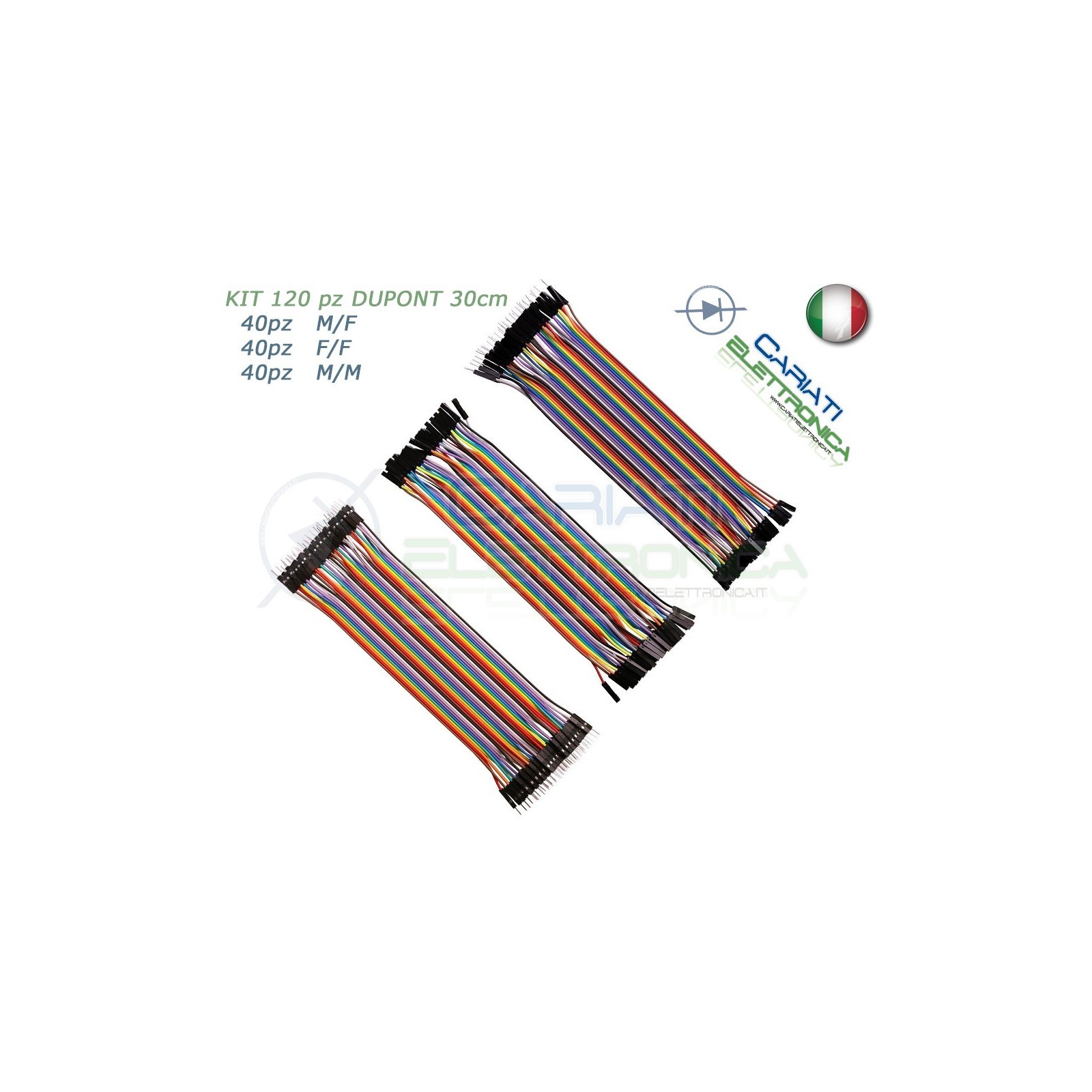 kit 120 ponticelli 30 cm DUPONT jumper breadboard arduino M/M + M/F + F/F
