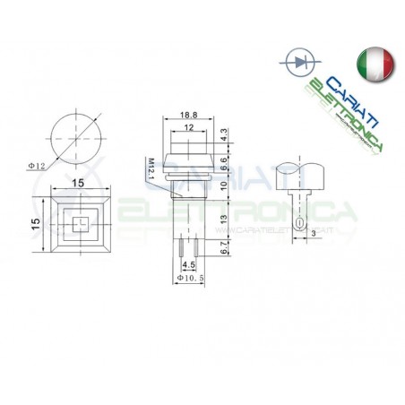 10 PEZZI INTERRUTTORE DA PANNELLO QUADRATO SPST 125V 3A VERDE
