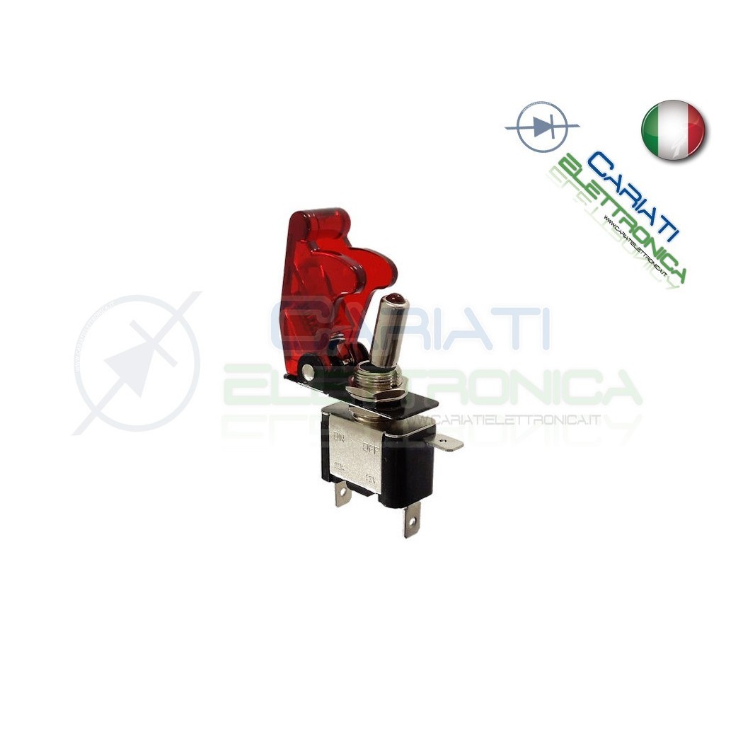 10 PEZZI Interruttore Leva Con Led Rosso Tuning 12V 20A Trasparente