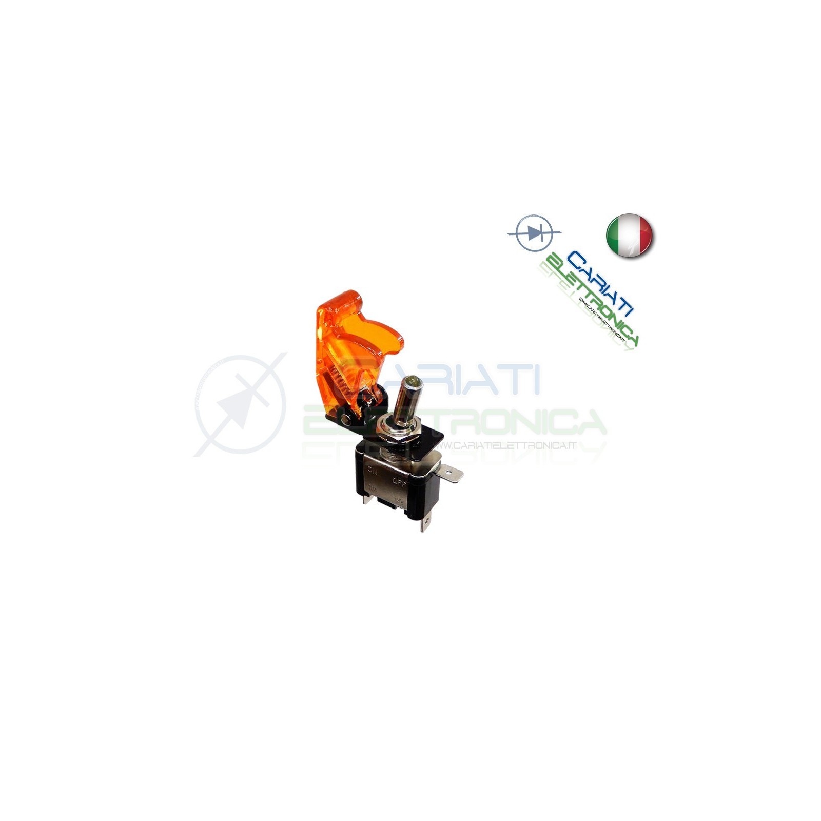 10 PEZZI Interruttore Leva Con Led Giallo Ambra Tuning 12V 20A Trasparente