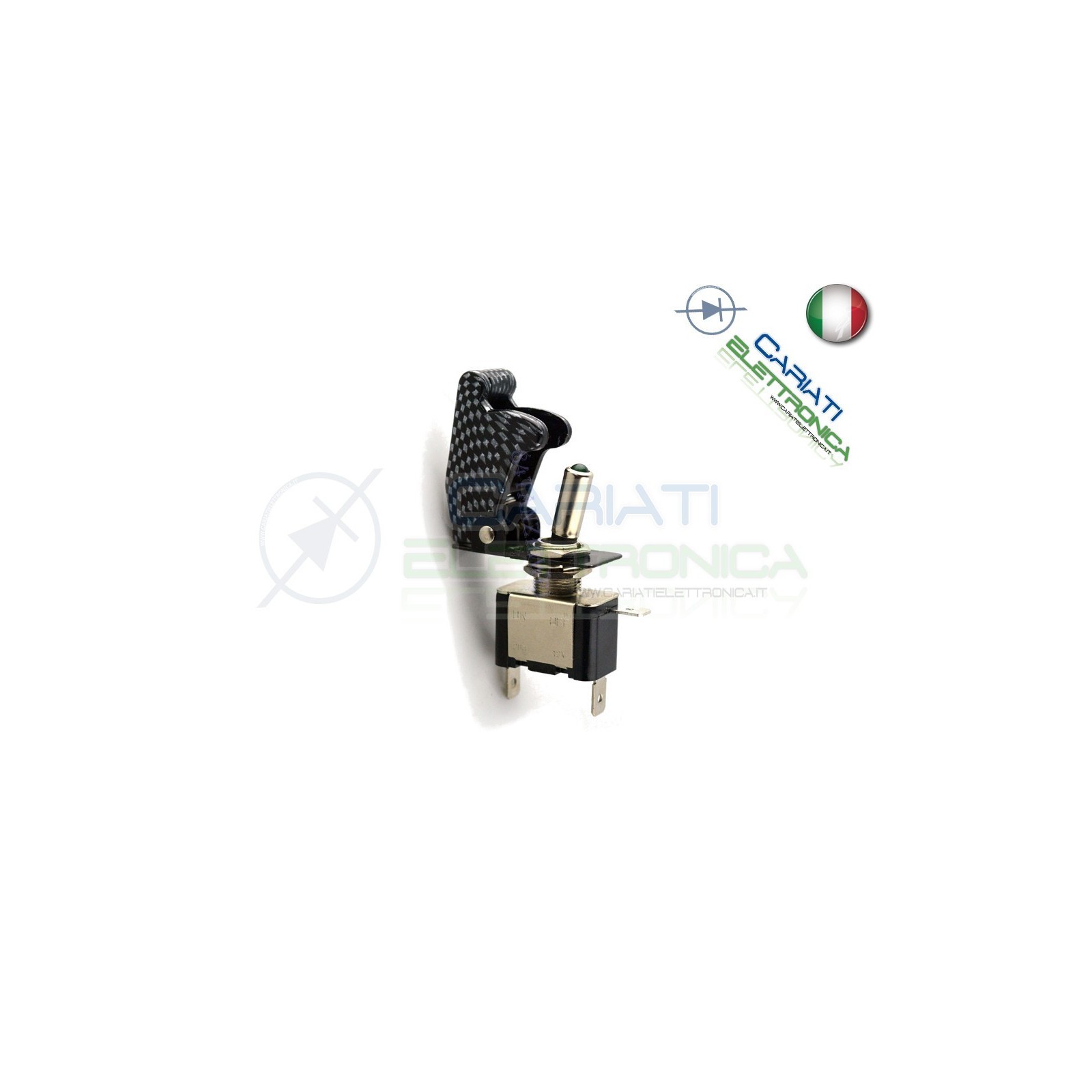 10 PEZZI Interruttore Leva Con Led Giallo Tuning 12V 20A Carbonio
