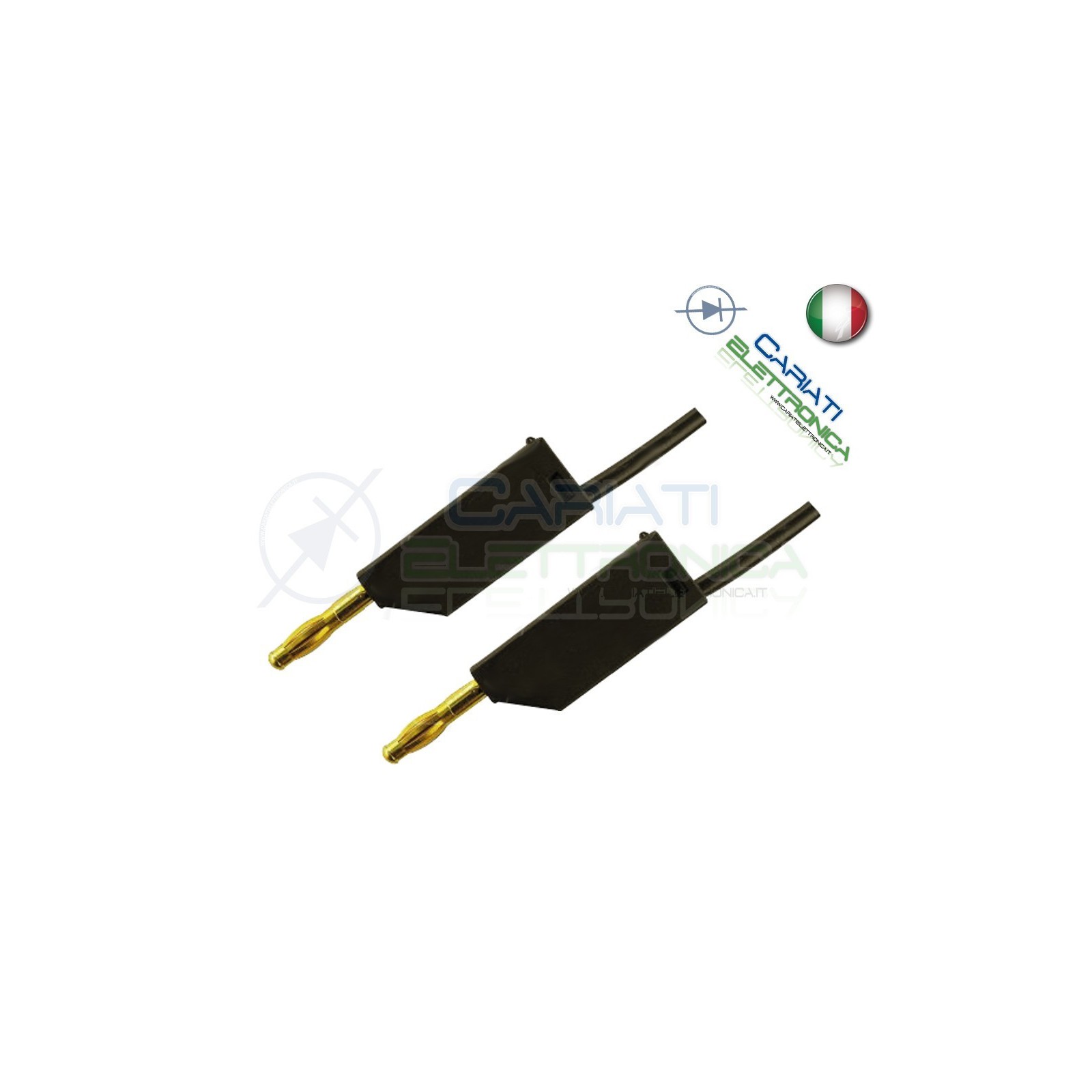 Cavo da 1 metro con Connettore Spina a Banana da 2mm Nera mini Plug Audio