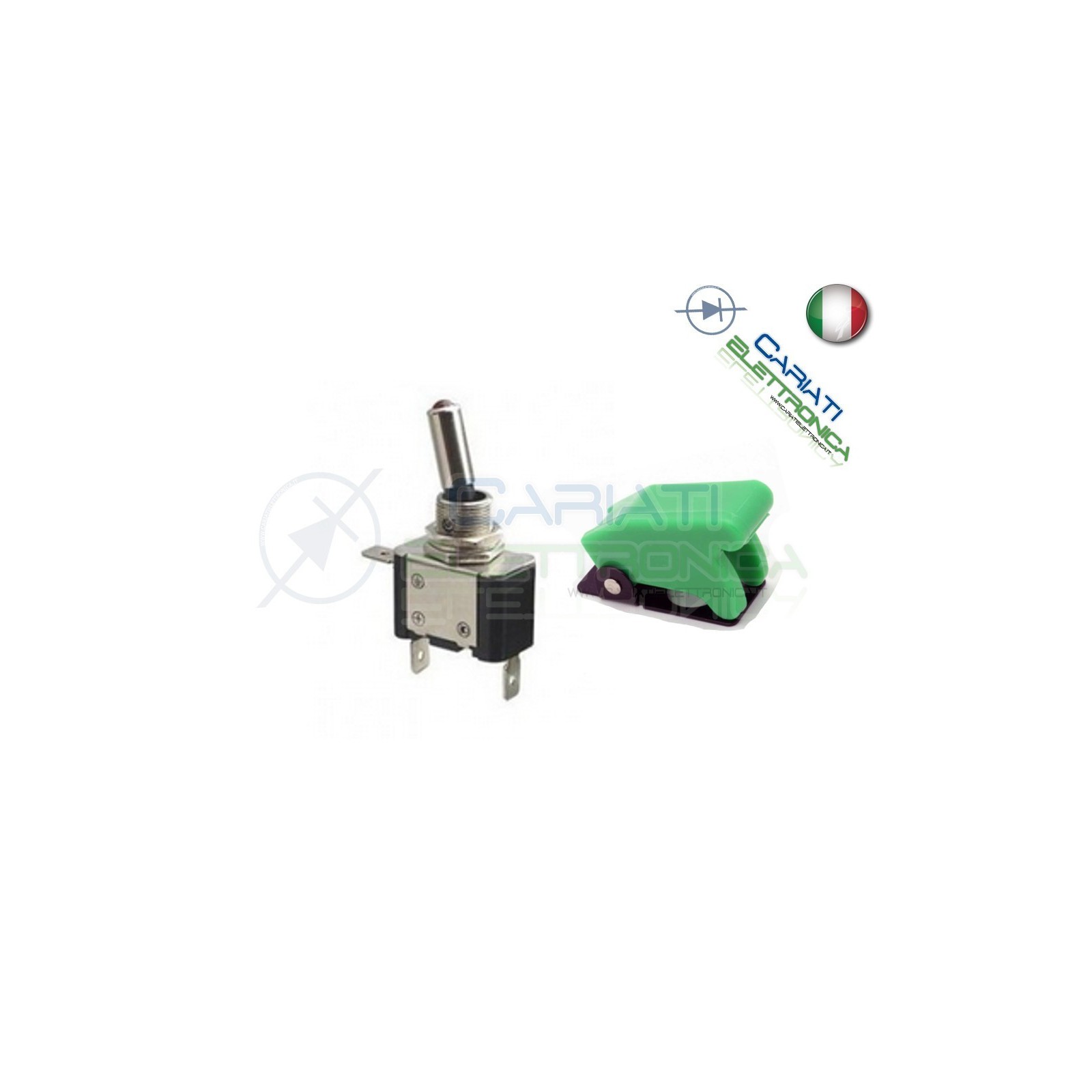 10 PEZZI Interruttore Leva Con Led Verde Tuning 12V 20A