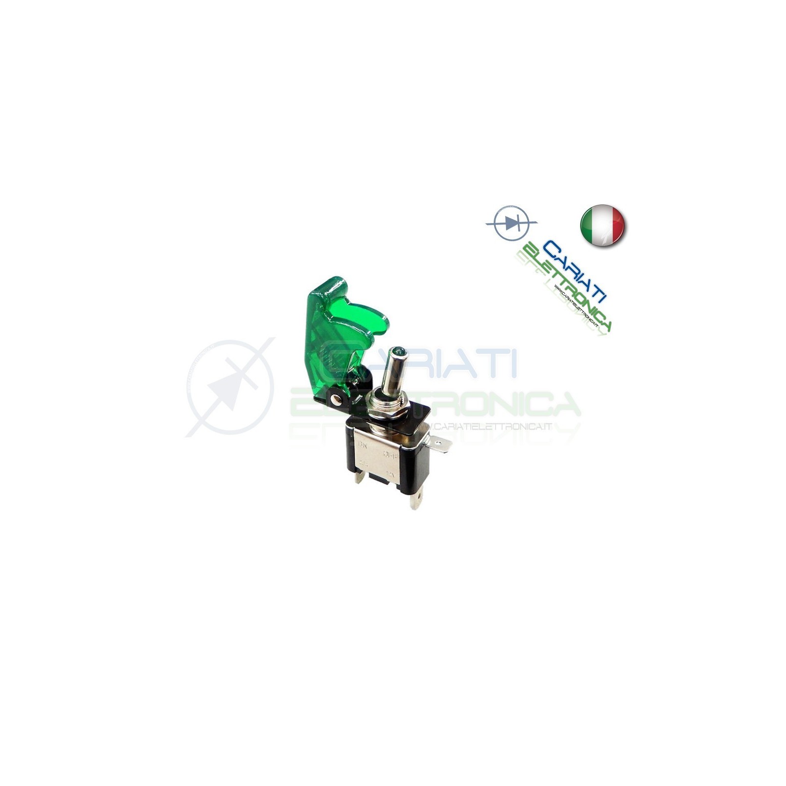 10 PEZZI Interruttore Leva Con Led Verde Tuning 12V 20A Trasparente