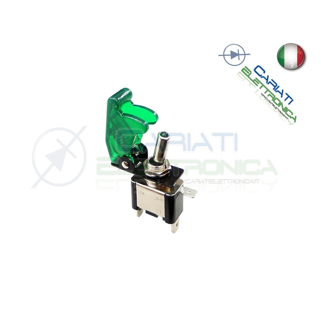 10 PEZZI Interruttore Leva Con Led Verde Tuning 12V 20A Trasparente