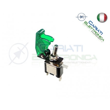 10 PEZZI Interruttore Leva Con Led Verde Tuning 12V 20A Trasparente