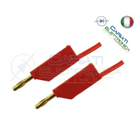 Coppia cavi Rosso Nero da 1 metro con Connettore Plug Spina a Banana da 2mm