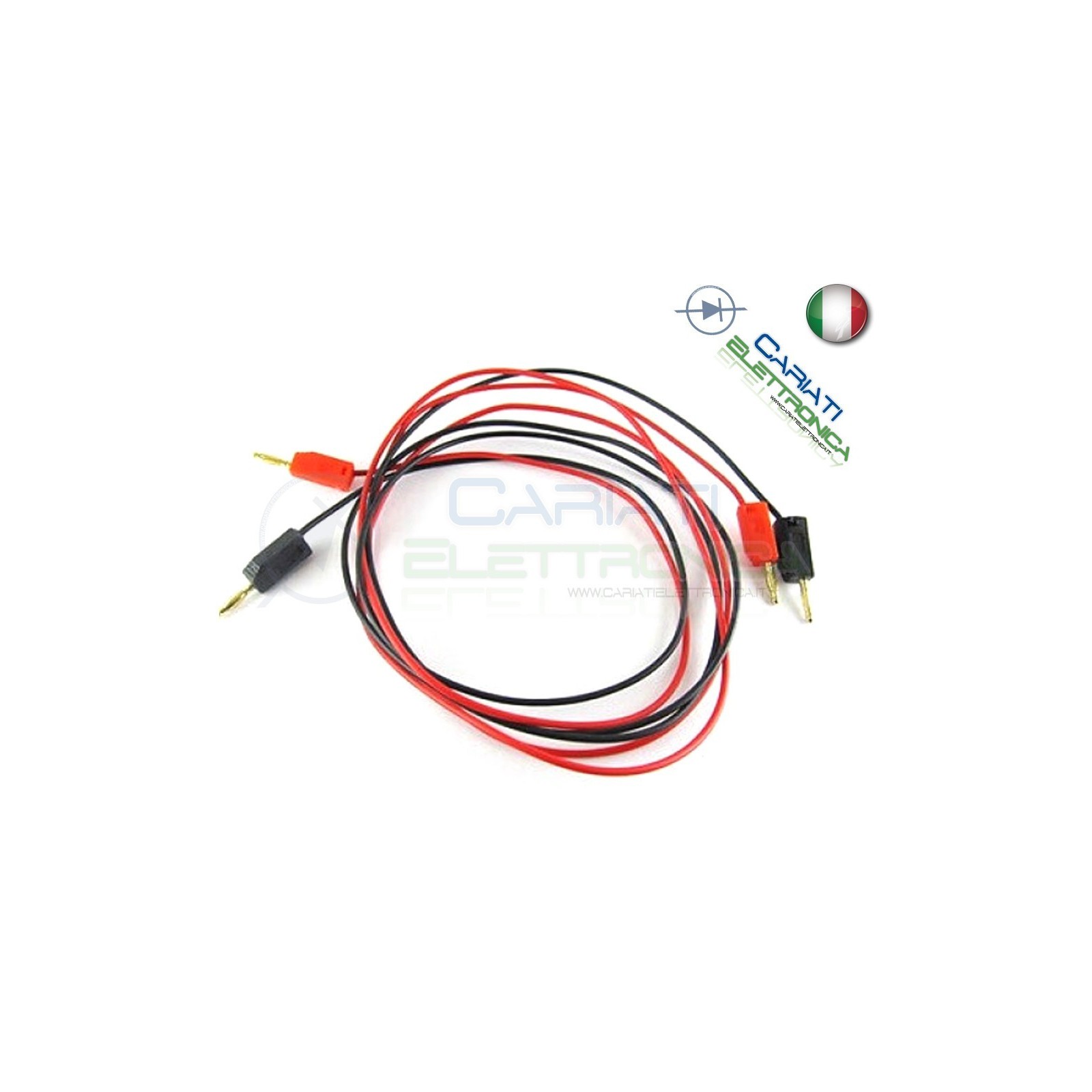 Coppia cavi Rosso Nero da 1 metro con Connettore Plug Spina a Banana da 2mm