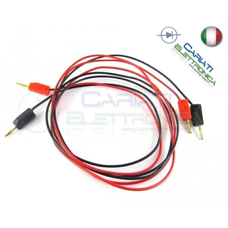 Coppia cavi Rosso Nero da 1 metro con Connettore Plug Spina a Banana da 2mm