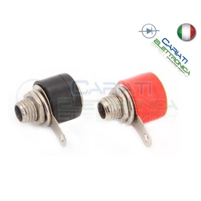 2 Pezzi Coppia CONNETTORE BOCCOLA DA PANNELLO PER SPINA A BANANA 4mm ROSSO NERO Generico