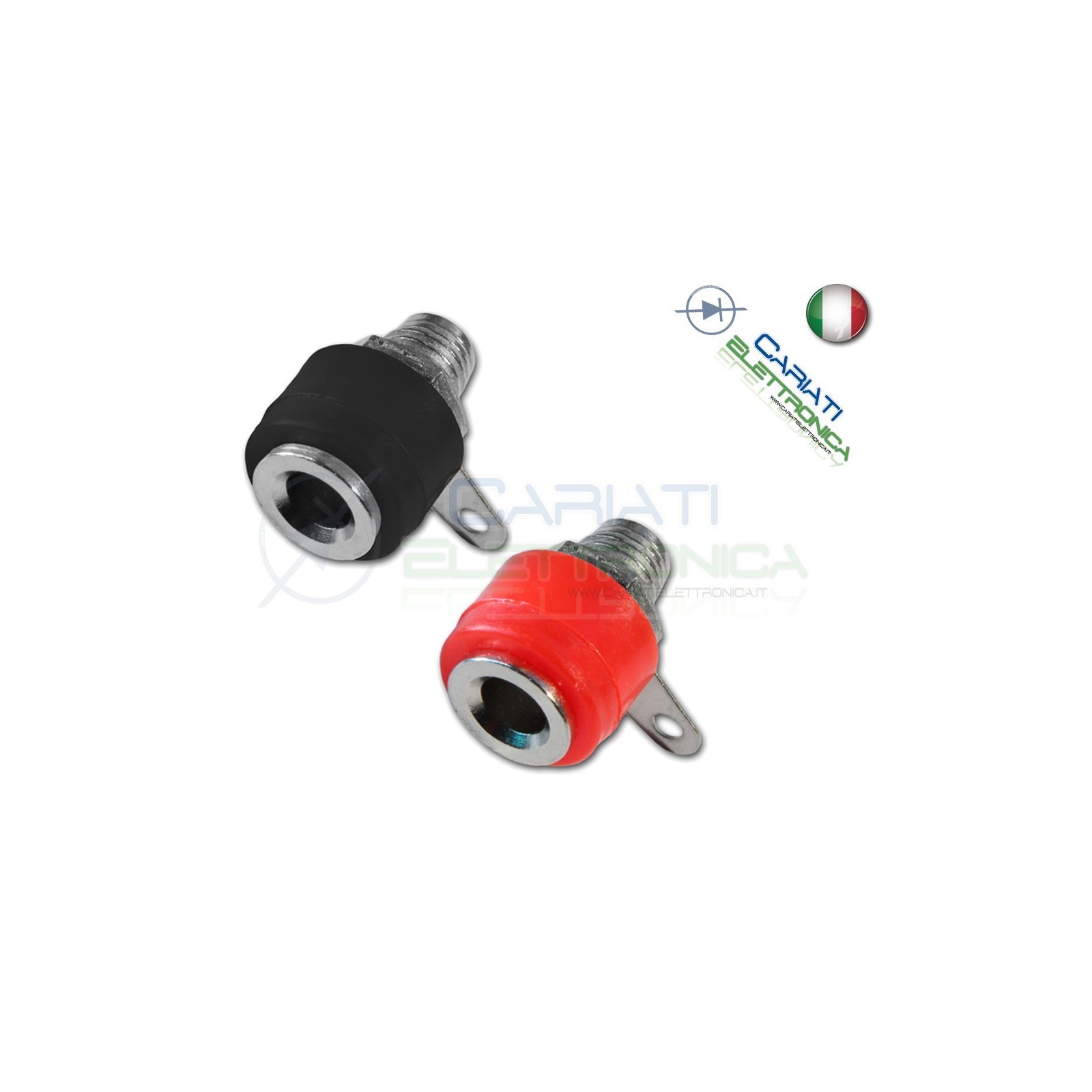2 Pezzi Coppia CONNETTORE BOCCOLA DA PANNELLO PER SPINA A BANANA 4mm ROSSO NERO Generico