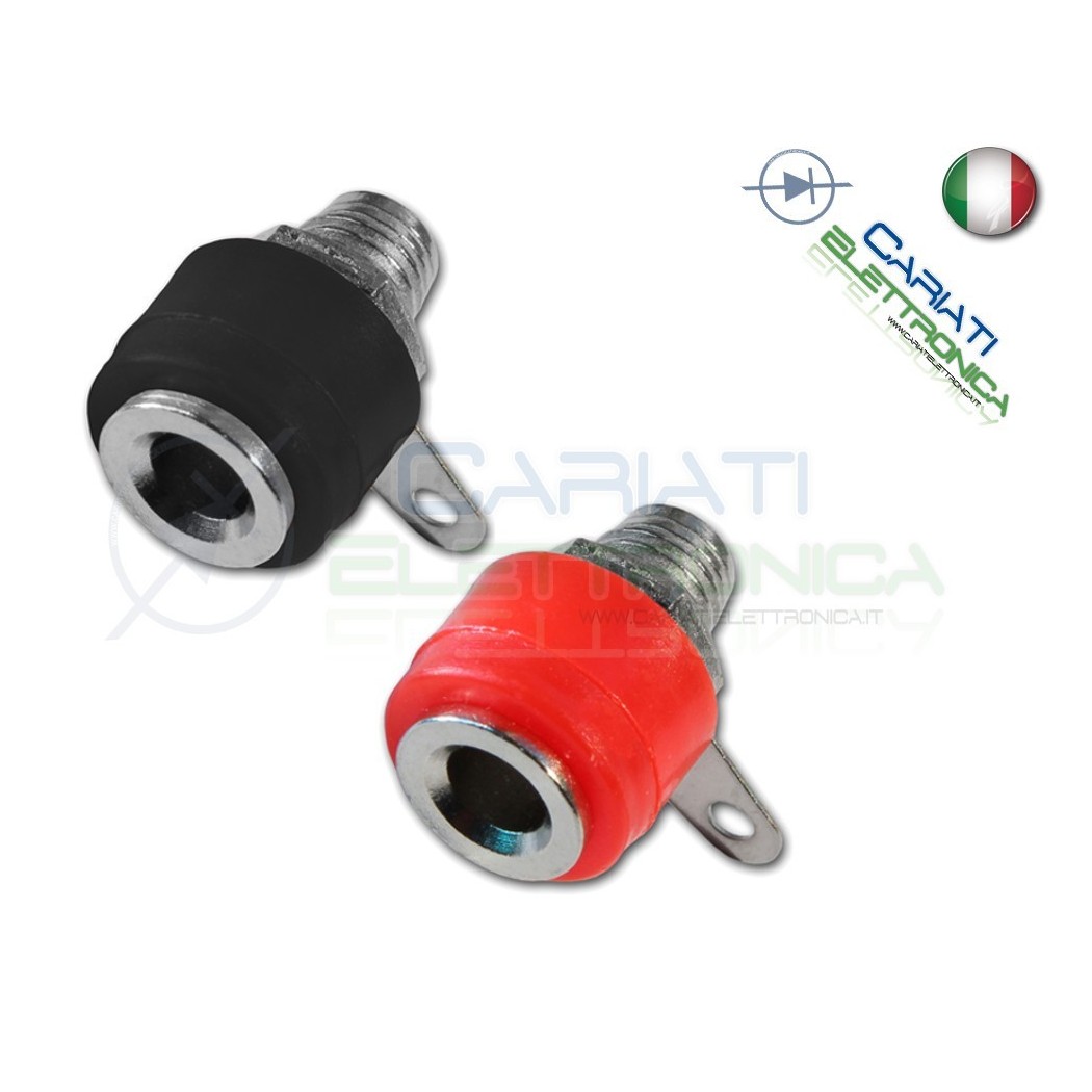 2 Pezzi Coppia CONNETTORE BOCCOLA DA PANNELLO PER SPINA A BANANA 4mm ROSSO NERO Generico