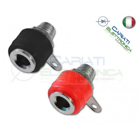 2 Pezzi Coppia CONNETTORE BOCCOLA DA PANNELLO PER SPINA A BANANA 4mm ROSSO NERO Generico