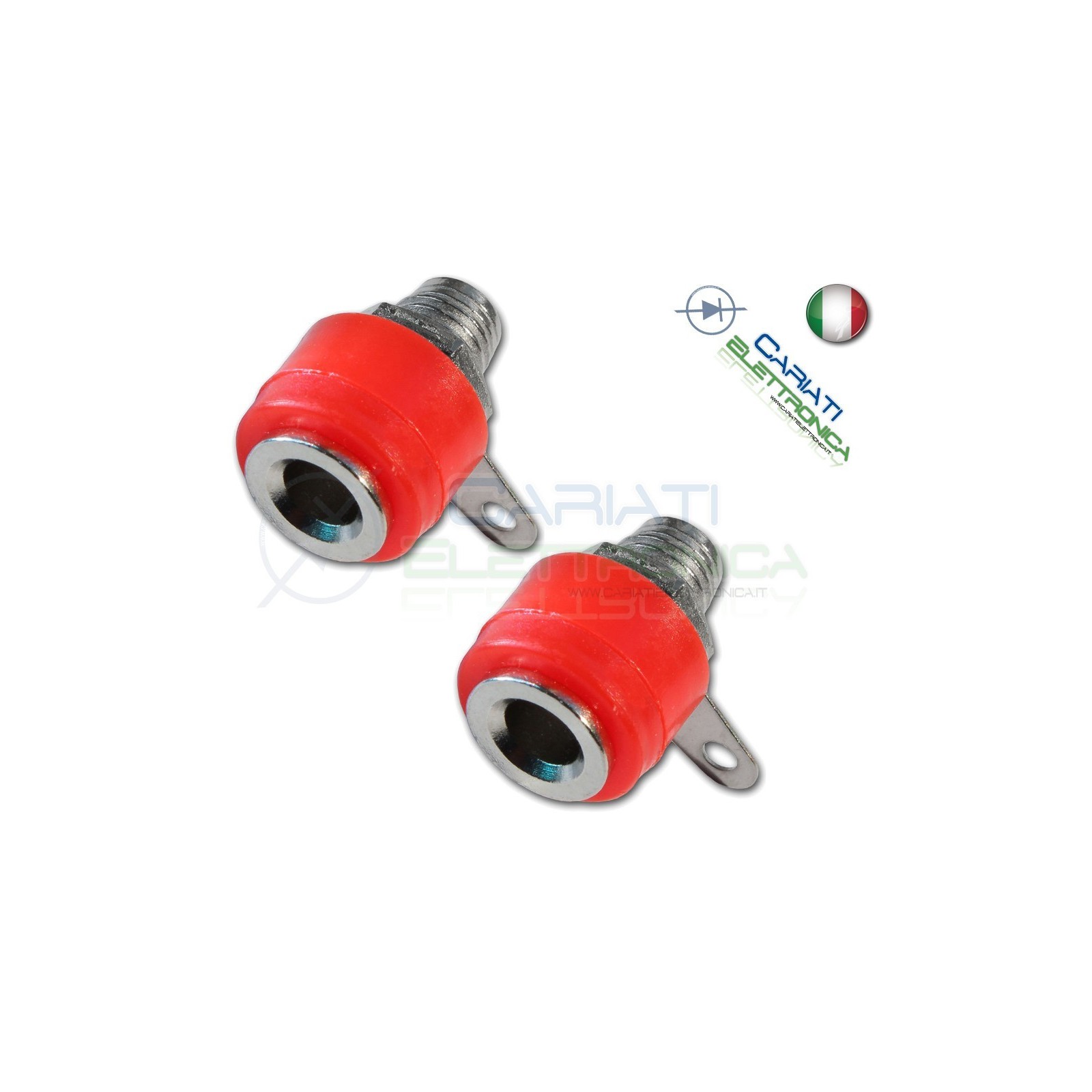 2 Pezzi CONNETTORE BOCCOLA DA PANNELLO PER SPINA A BANANA 4mm ROSSA ROSSO