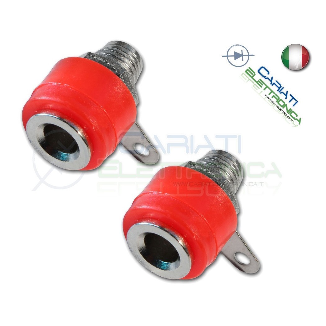 2 Pezzi CONNETTORE BOCCOLA DA PANNELLO PER SPINA A BANANA 4mm ROSSA ROSSO