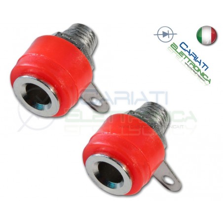 2 Pezzi CONNETTORE BOCCOLA DA PANNELLO PER SPINA A BANANA 4mm ROSSA ROSSO